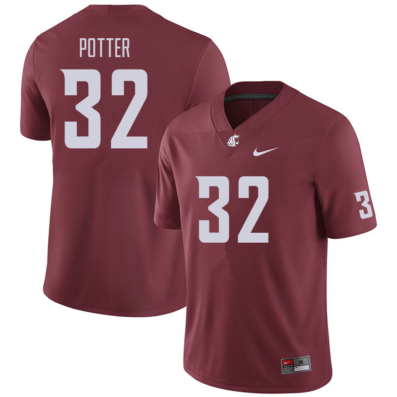 Men #32 Braeden Potter Washington State Cougars Football Jerseys Sale-Crimson